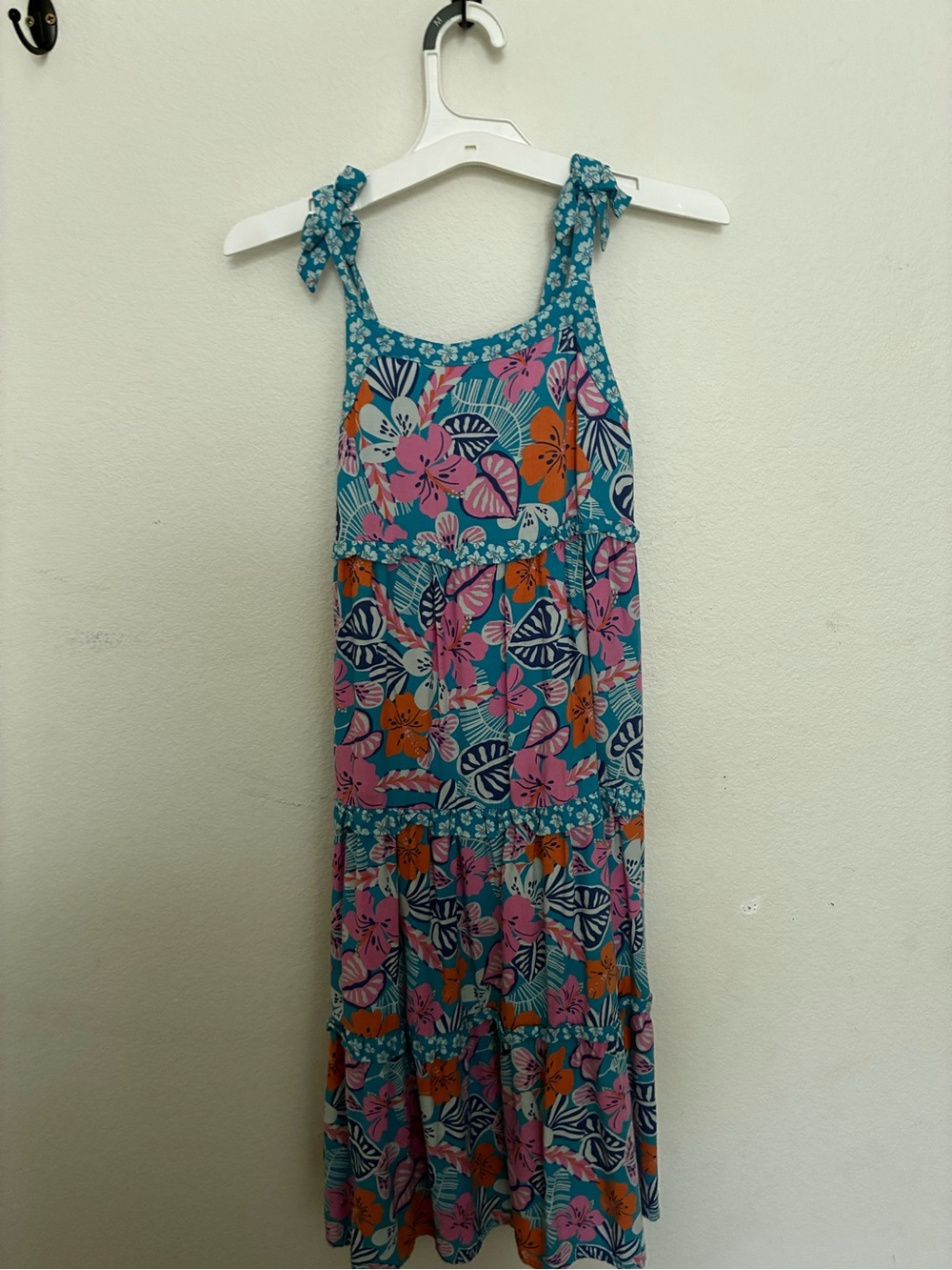 Cat & Jack Teal Floral Tie-Shoulder Maxi Dress
